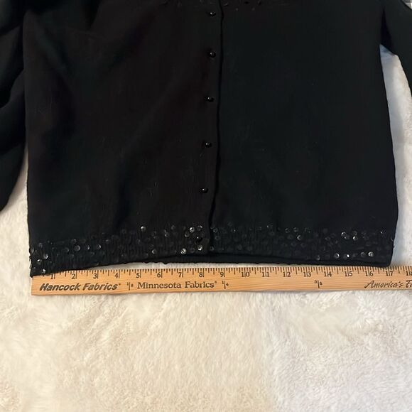 New! VIVIEN FOREST Cardigan Black Floral Sequin Lambswool Angora Blend PRETTY! - Picture 16 of 16